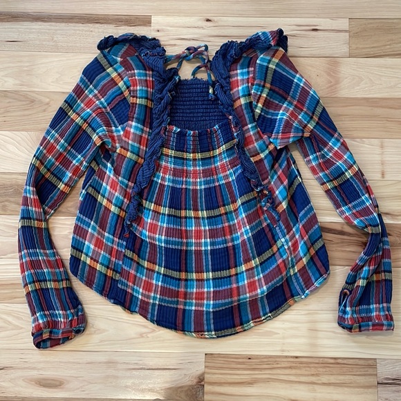 Free people xs plaid flannel shirt. We the free Siena - Picture 6 of 9